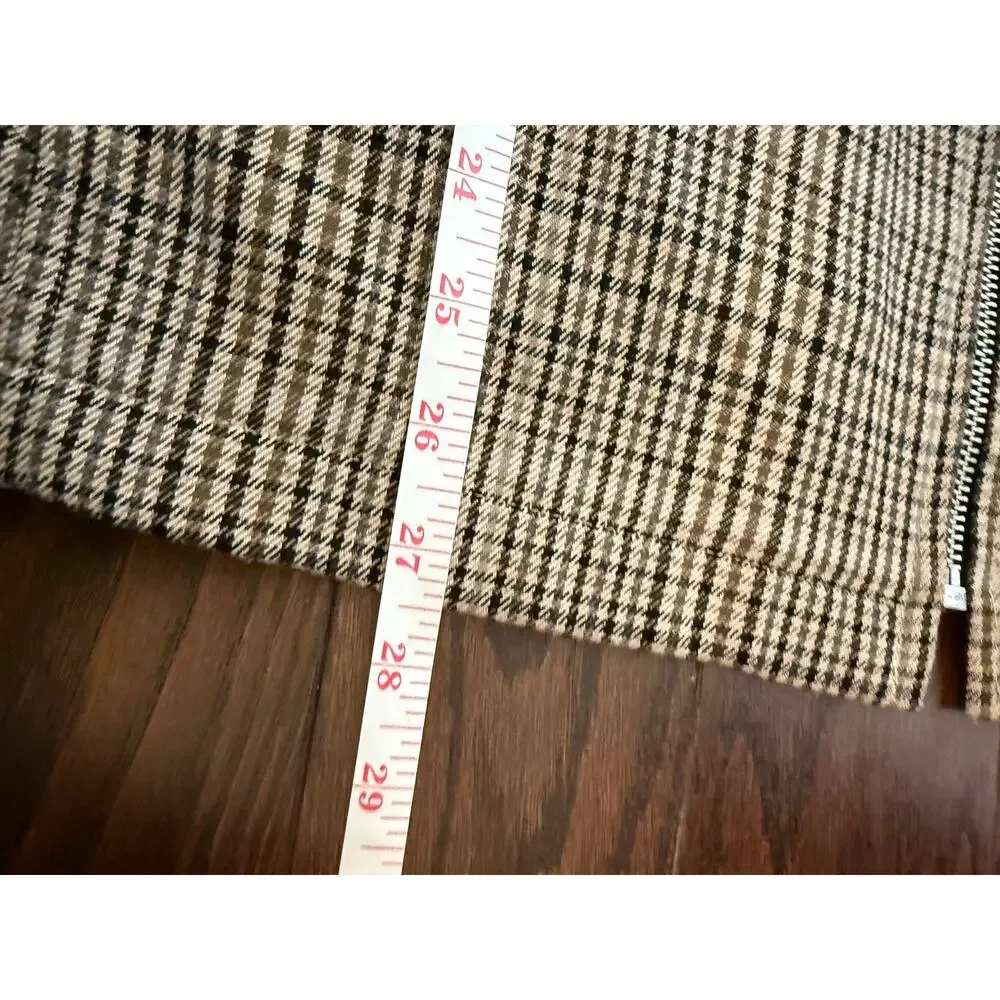 H&M Men’s Regular Fit Glen Plaid Zip Shirt Jacket Shacket Beige Black Size Small